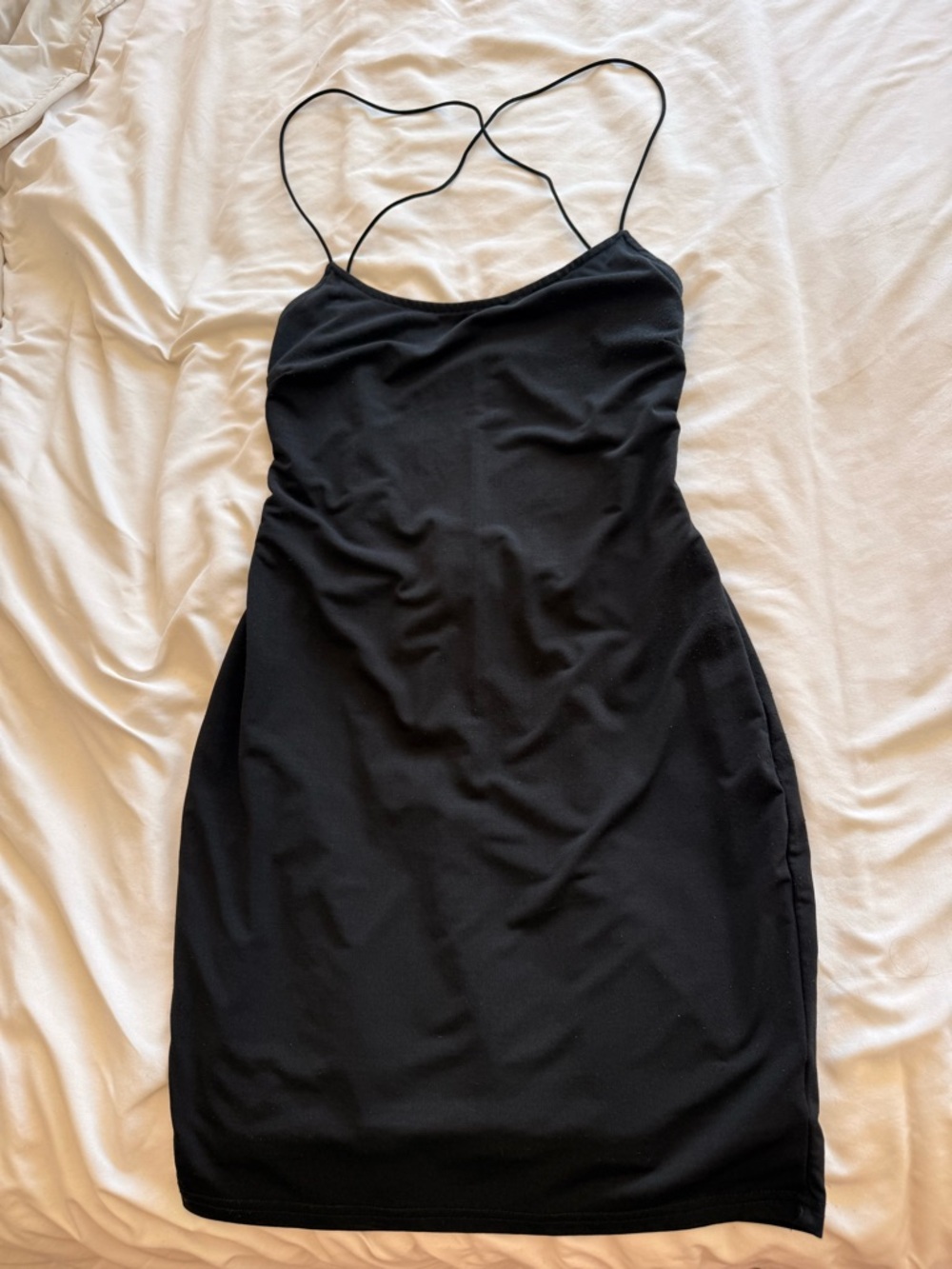 Women’s Black Backless Slip Dress with Spaghetti Straps